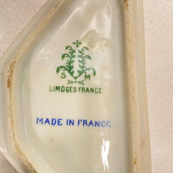 Vtg Limoges Made in France Small Ashtray/Trinket Rose Hand Painted Golden Detail - Picture 2 of 7